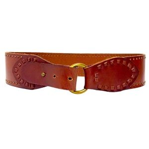 Wide Leather Boho Brown Belt Small